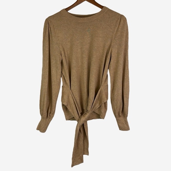 Lauren Ralph Lauren Black Label Belted Cotton-Blend Sweater Size M Camel Heather - Picture 5 of 12